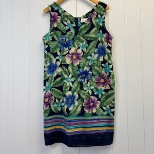 Vintage Kathie Lee Collection Women Tropical Sheath Dress Size L Resort Summer